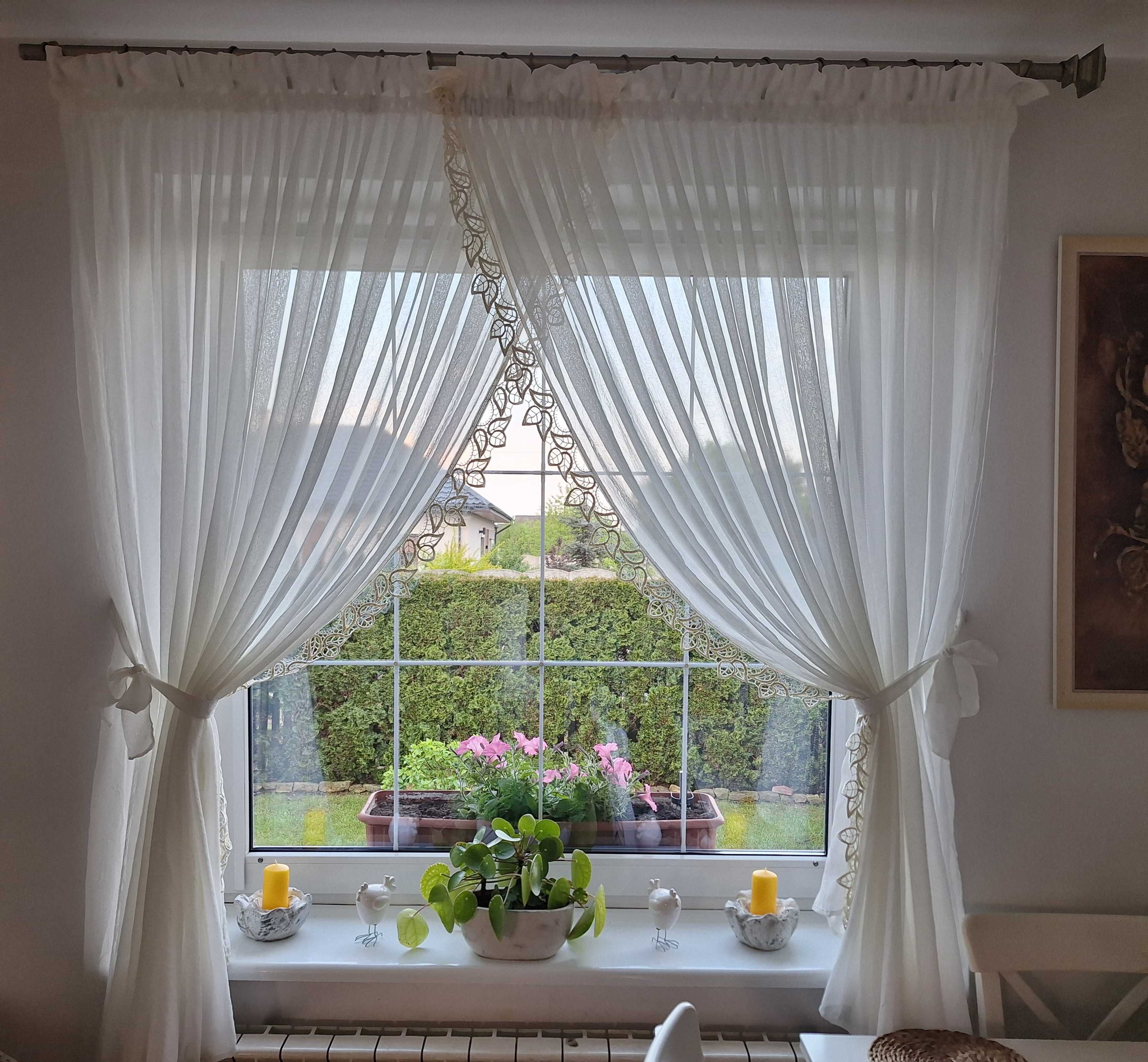 Firanki, eleganckie do salonu i kuchni, kolor ecru