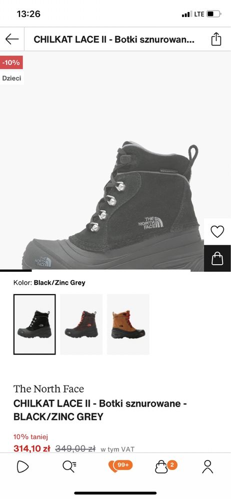 Buty zimowe The North Face wodoodporne