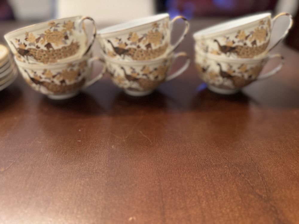 Zastawa, komplet, porcelana, zestaw kawowy, filiżanki talerzyki Veroni