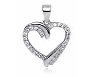 Rodowany Srebrny Wisiorek Serce Heart Cyrkonie Z0653S