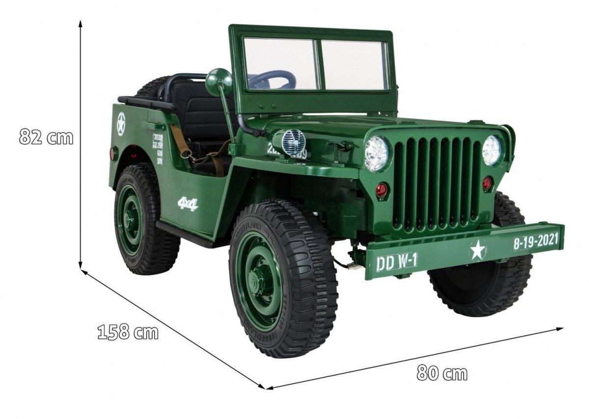 MOCNY 4x80W 3osobowy MAX 60KG JEEP willys AUTO na akumulator Wojskowy