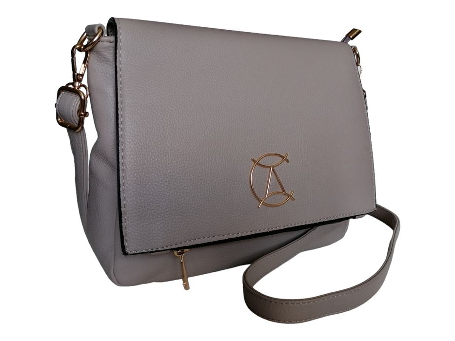 Szara Modna Listonoszka Damska Na Ramię - Klasyczna Torebka Damska