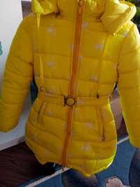 Зимняя курточка на девочку ярко желтого цвета