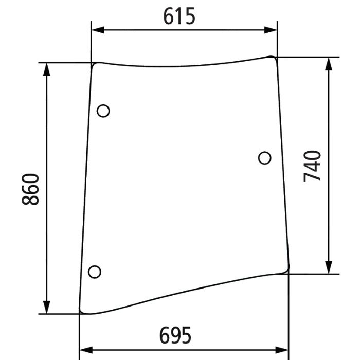 szyba narożnikowa prawa Massey Ferguson 5425, 5435, 5445, 5455 ACX510