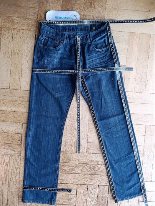 Muko dżinsy Men's Fashion Jeans  Wear blue grееn rozmiar w 33 Wide