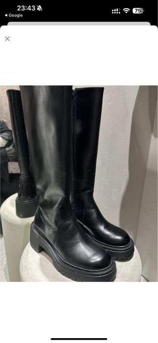 Чоботи сапоги Zara шкіряні черевики