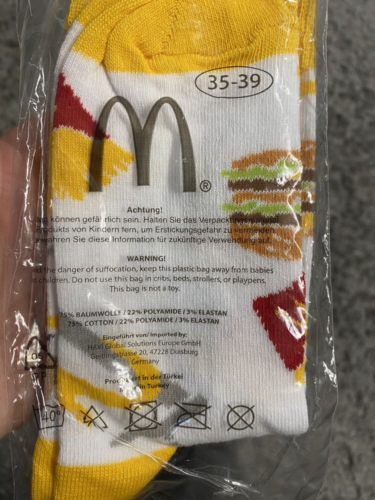 3 pary nowych skarpetek McDonalds’s, 35-39, hamburgery , lody