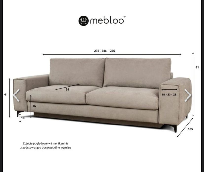 Sofa rozkładana BEFAME MOON 3 osobowa plus pufa