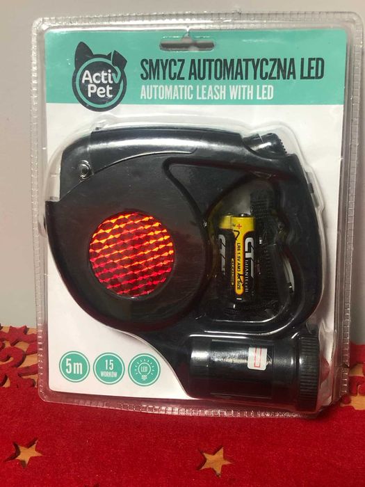 Smycz automatyczna LED , dla zwierzaka nowa