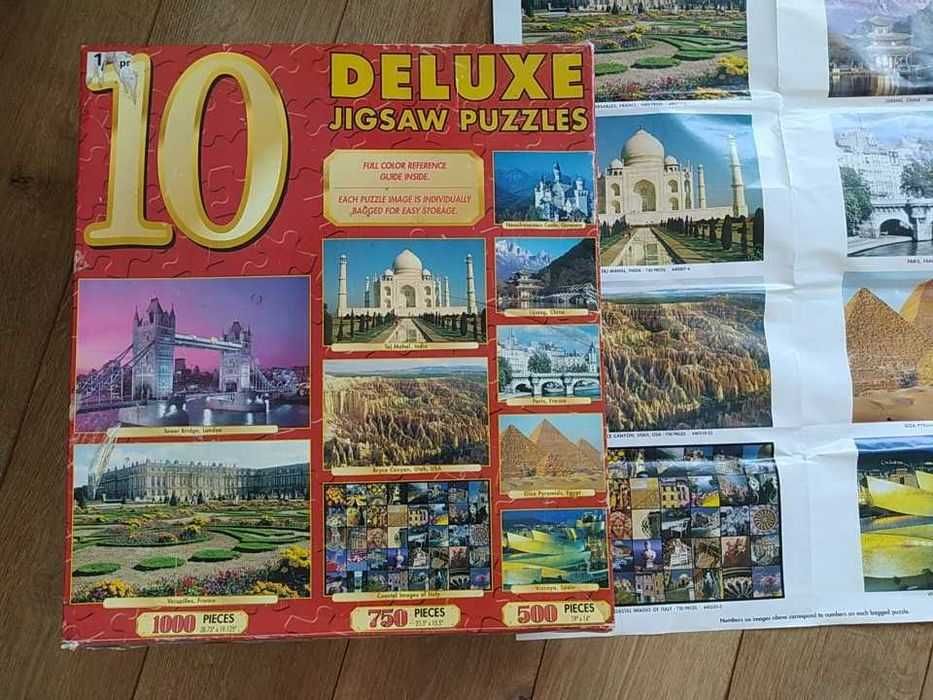 Mega paka puzzli, 10 paczek, 1000, 500, 750, zestaw, kompletne, puzzle