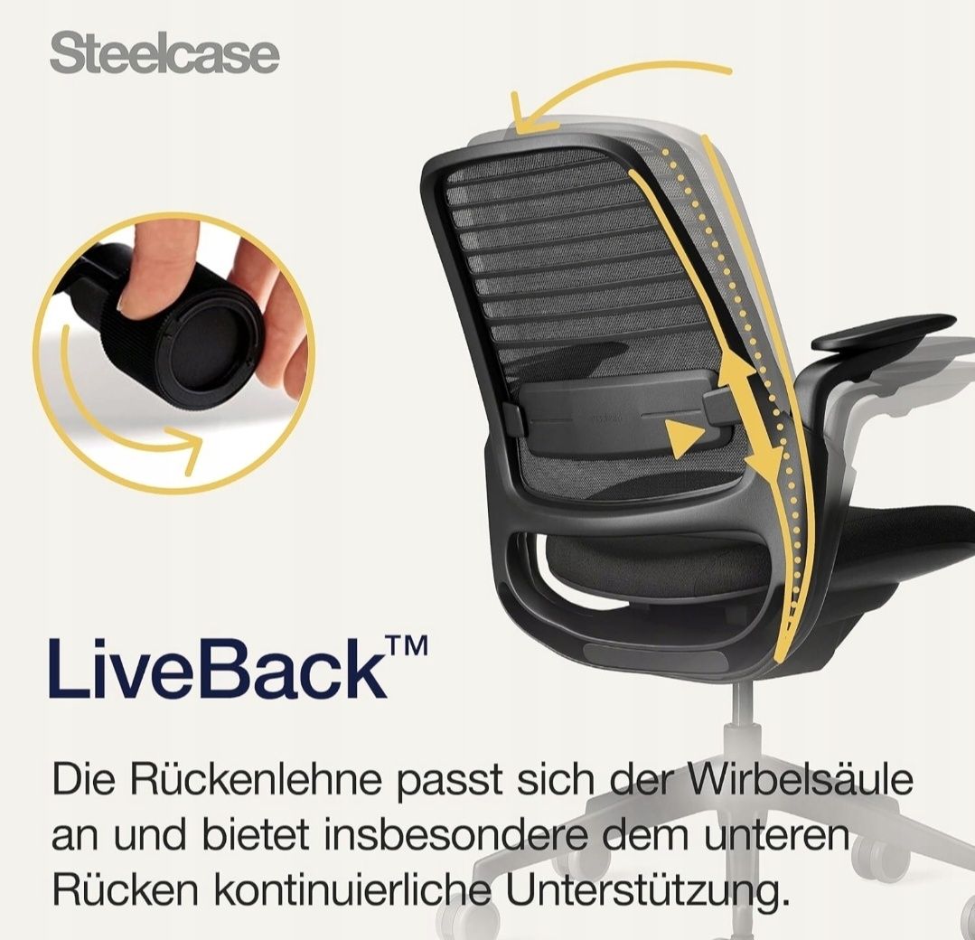 Steelcase Seria 1 Ergonomiczne krzesło biurowe z regulacją wysokości