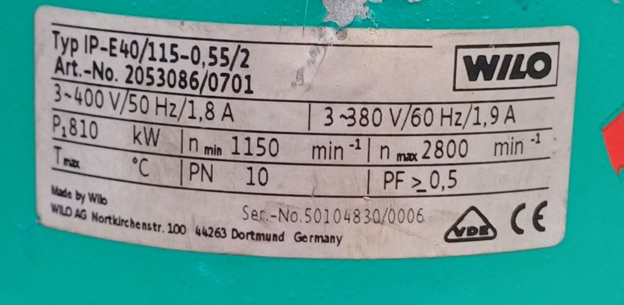 Pompa obiegowa Wilo VeroLine IP-E40/115-0,55 wody co
