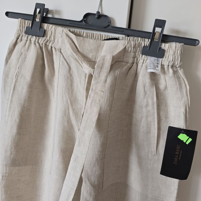 Spodnie Zara l 40 materiałowe linen len culotte kuloty Massimo Dutti