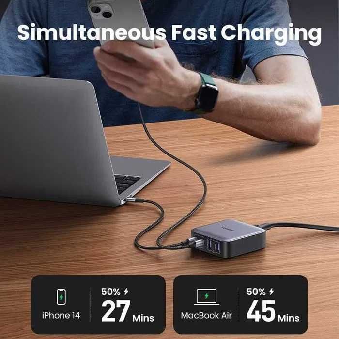 Блок живлення для швидкої зарядки Ugreen GaN2 65W