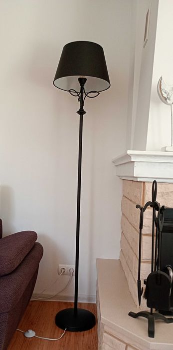 Stylowa Lampa podłogowa 188 cm wsoka do salonu stojąca czarny mat
