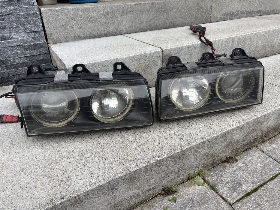 Lampy przod przednie e36 zkw soczewka ringi xenon