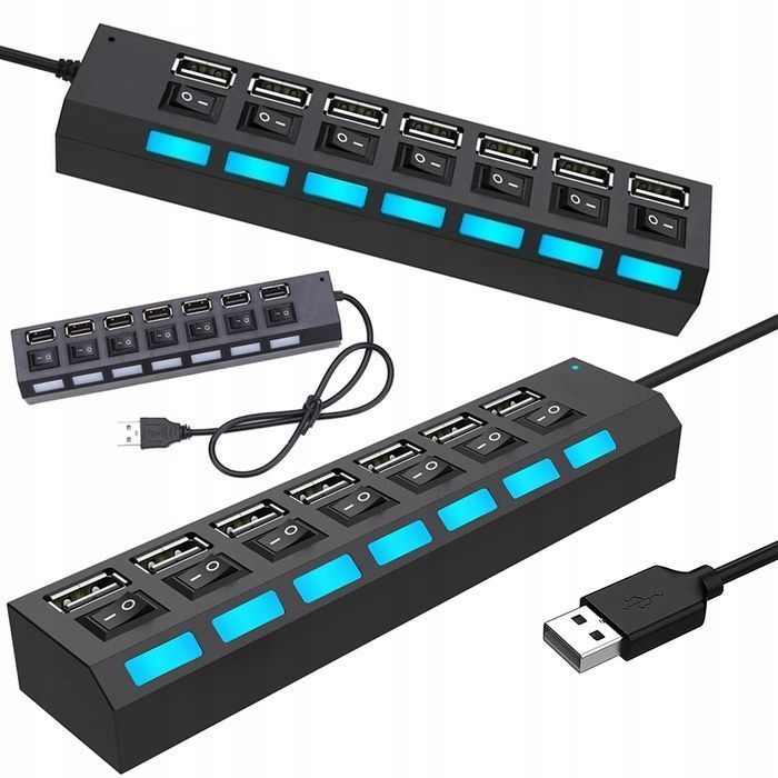 Rozdzielacz HUB USB 2.0 7 portów rozgałęziacz switch szybki