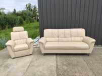 Sofa skórzana 3-osobowa+fotel RELAX- 100% skóra naturalna! Okazja!