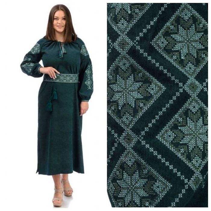 Вишукана вельветова вишита сукня, розміри S- 3XL