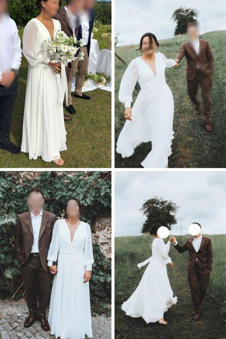 Sukienka ślubna jedwabna silk Ochocka Atelier długi rękaw super stan