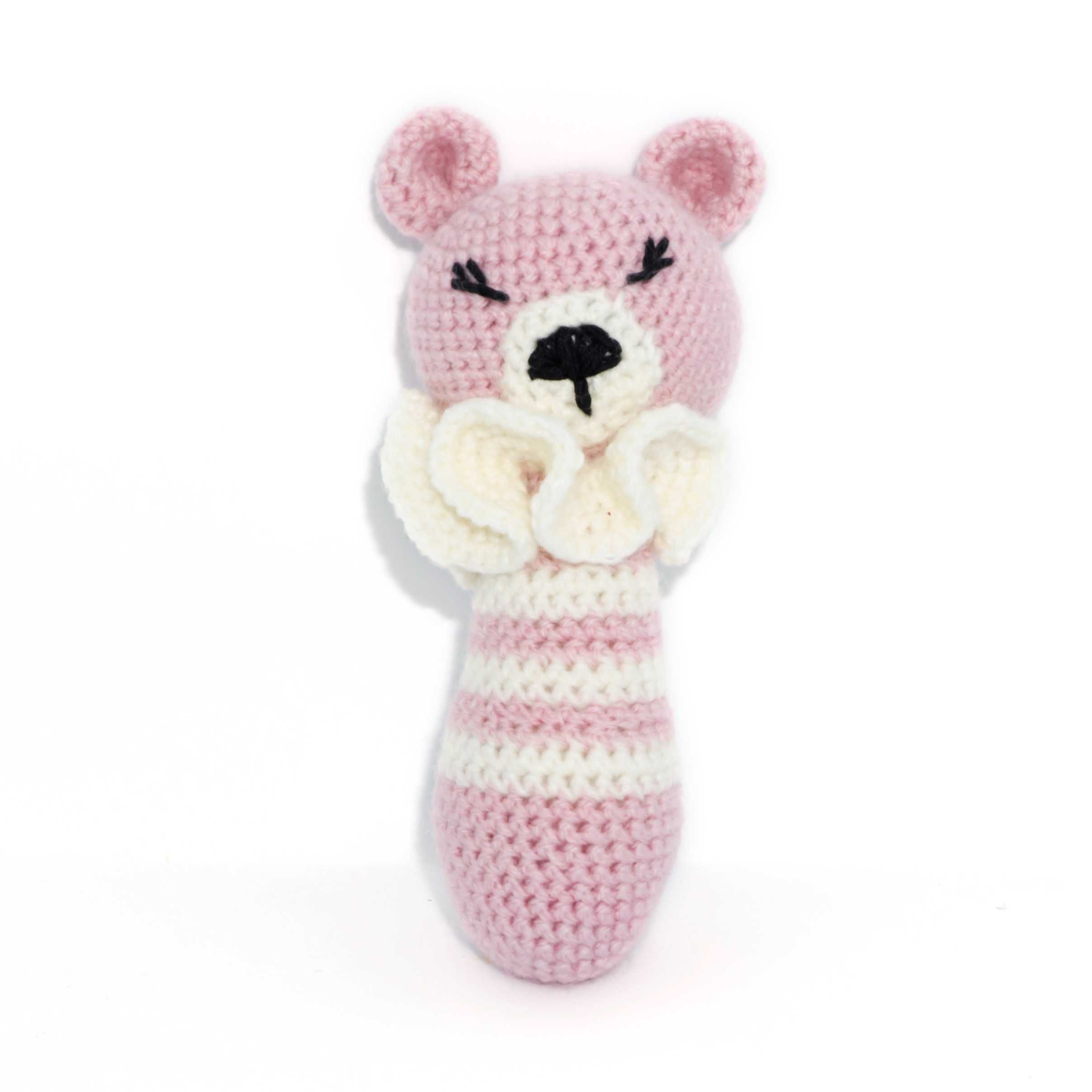 Chocalho para menina Ursinho #Bebé #Rosa #Amigurumi