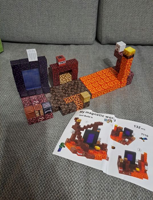 Klocki magnetyczne konstrukcyjne minecraft klocki zabawka na prezent