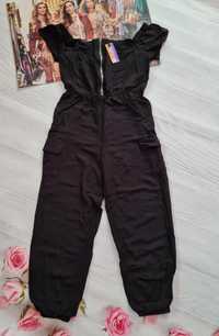 Стильний,чорний комбінезон з брюками на замочку для дівчинки 11-13 рок