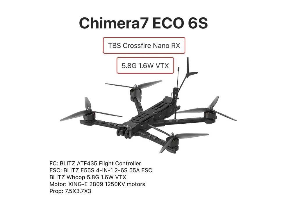 FPV iFlight Chimera7 ECO 6S 5.8G 1.6W TBS NANO, химера 7 дрон