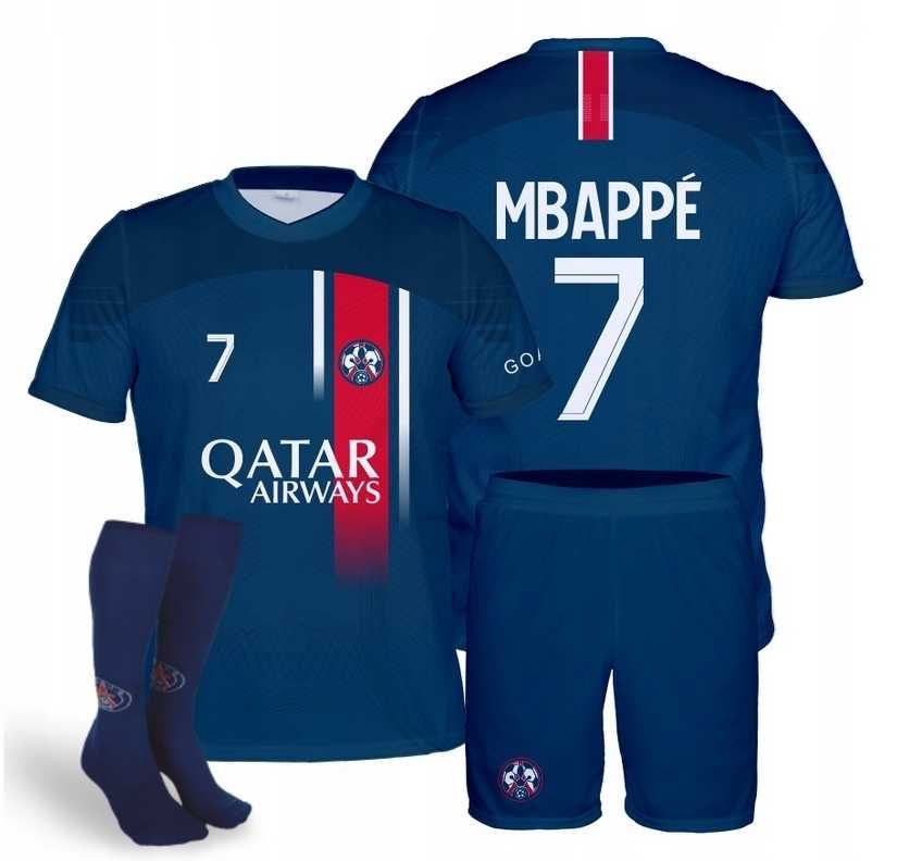 Strój / komplet piłkarski MBAPPE PSG 7 + getry rozm. 146