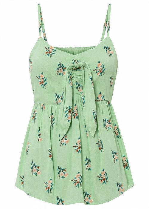 B.P.C top damski z baskinką miętowy w kwiatki 36.