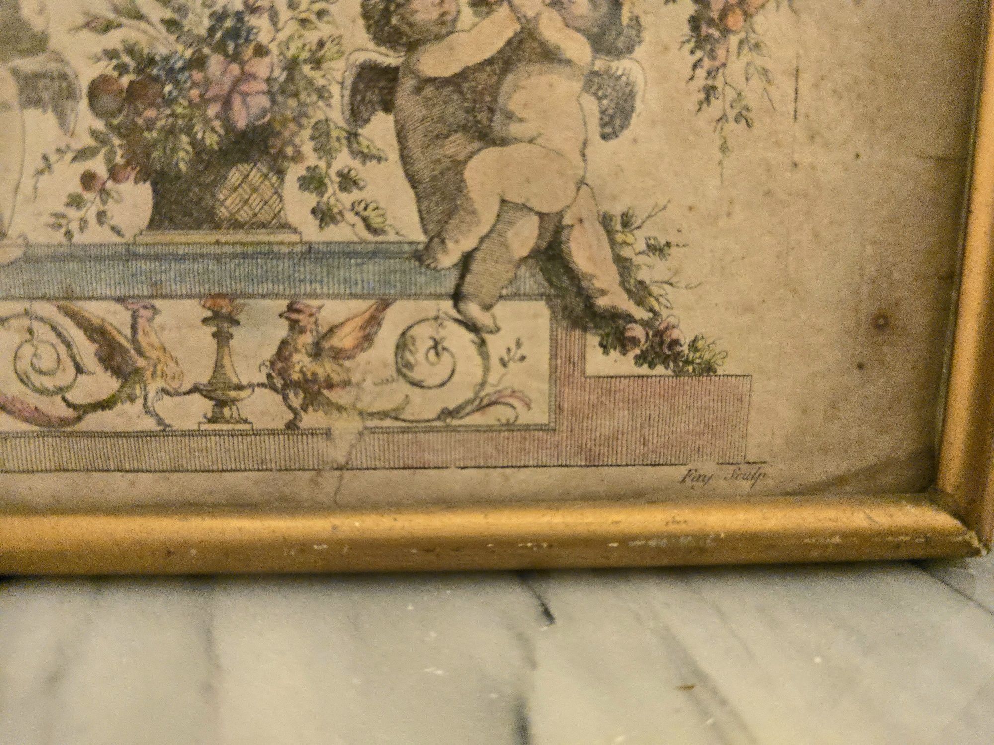 Par de Gravuras Antigas Neoclássicas – c. 1780–1810 – Coloridas à Mão