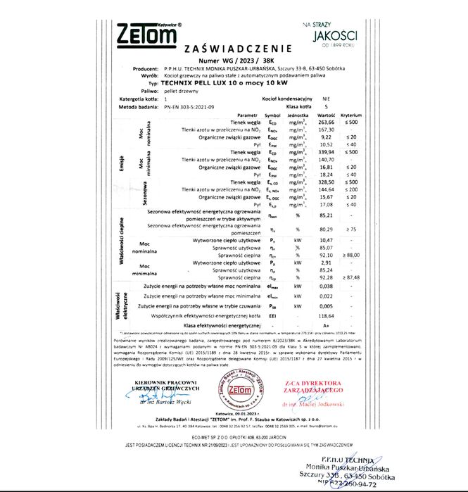Dofinansowanie "Czyste Powietrze" Kocioł TECHNIX PELL LUX 10kW pellet