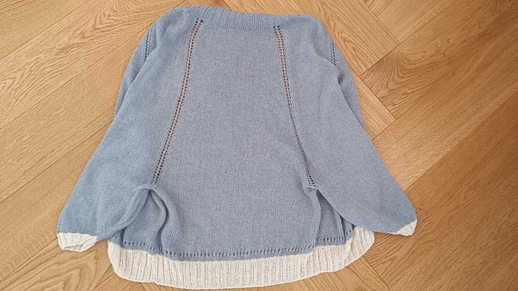 Sweter narzutka handmade XS S M L wełna