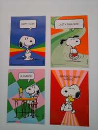 Conjunto de 8 postais do Snoopy, dos anos 80