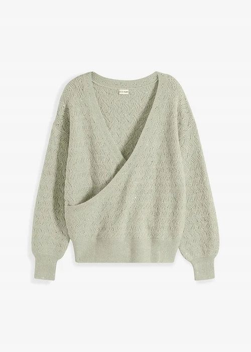 B.P.C sweterek kopertowy z połyskiem kolor trawy morskiej ^40/42