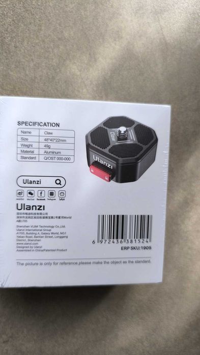 ULANZI Claw Quick Release płyta szybkozłączka z gwintem 1/4"