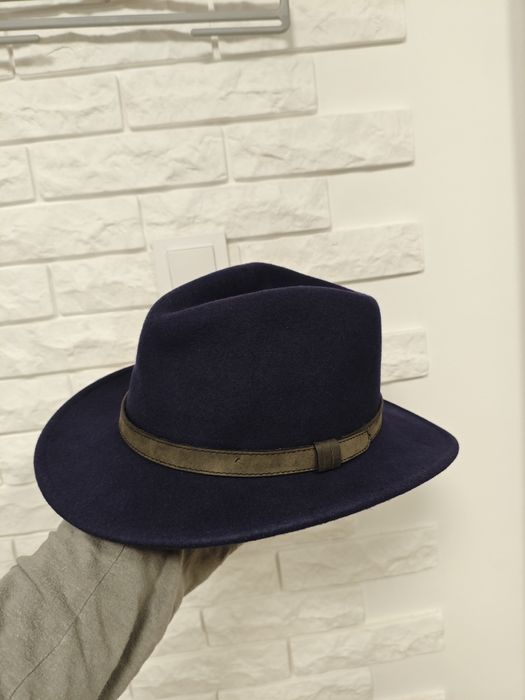 Stetson fedora р M синій капелюх фетровий шерстяний шляпа синяя федора