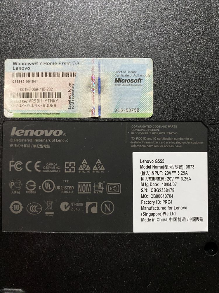 ноутбук Lenovo G555 15.6"/ на відновлення! N1294