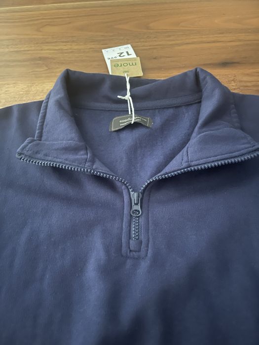 Camisola azul marinha cardada com fecho na gola Modalfa