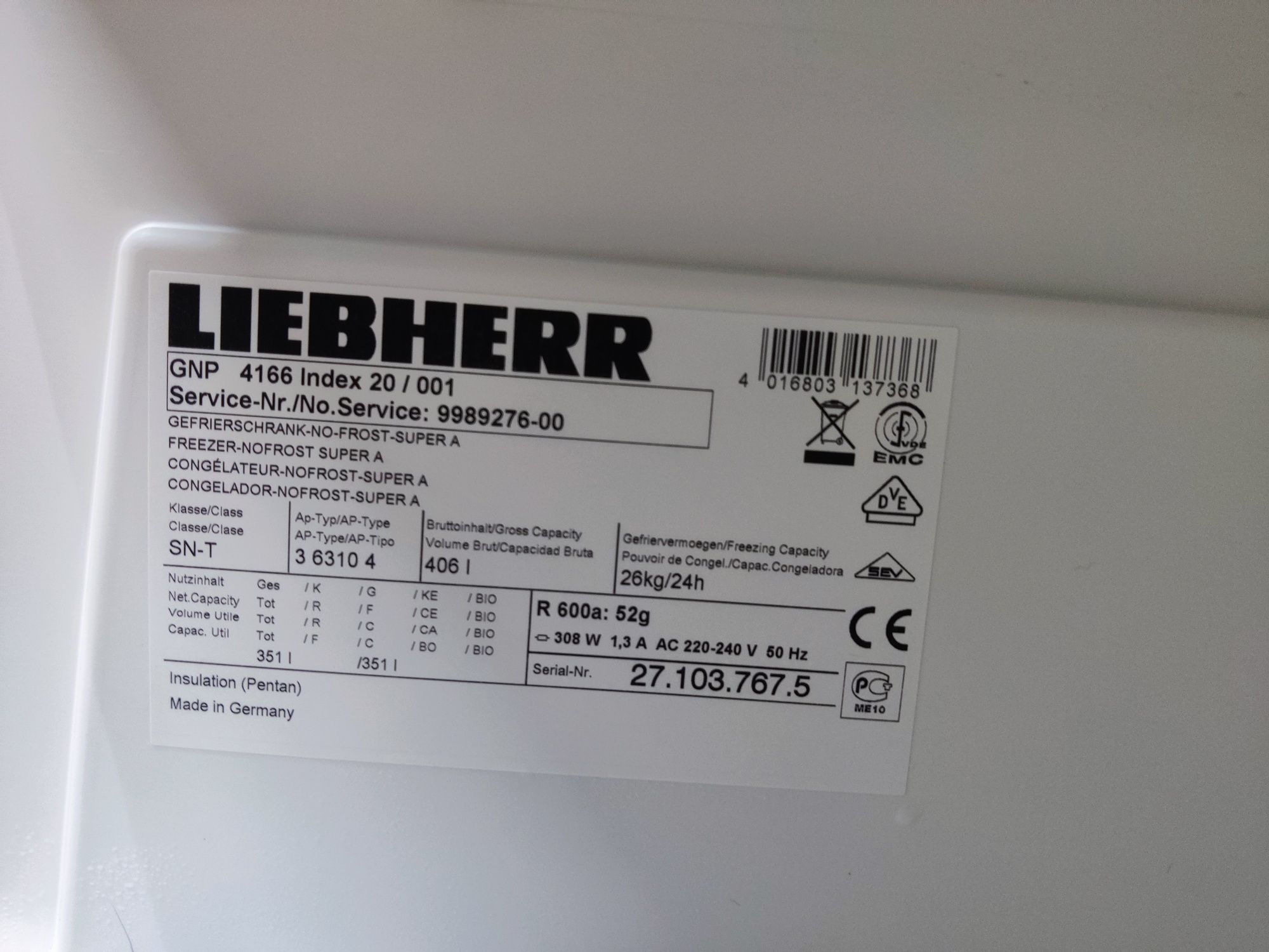 LIEBHERR™ Гігант. 2 м. Величезна морозильна камера. GERMANY.400 л.
