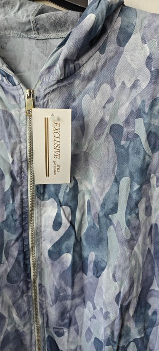 Niebieska kurtka parka przejściowa bawełniana oversize