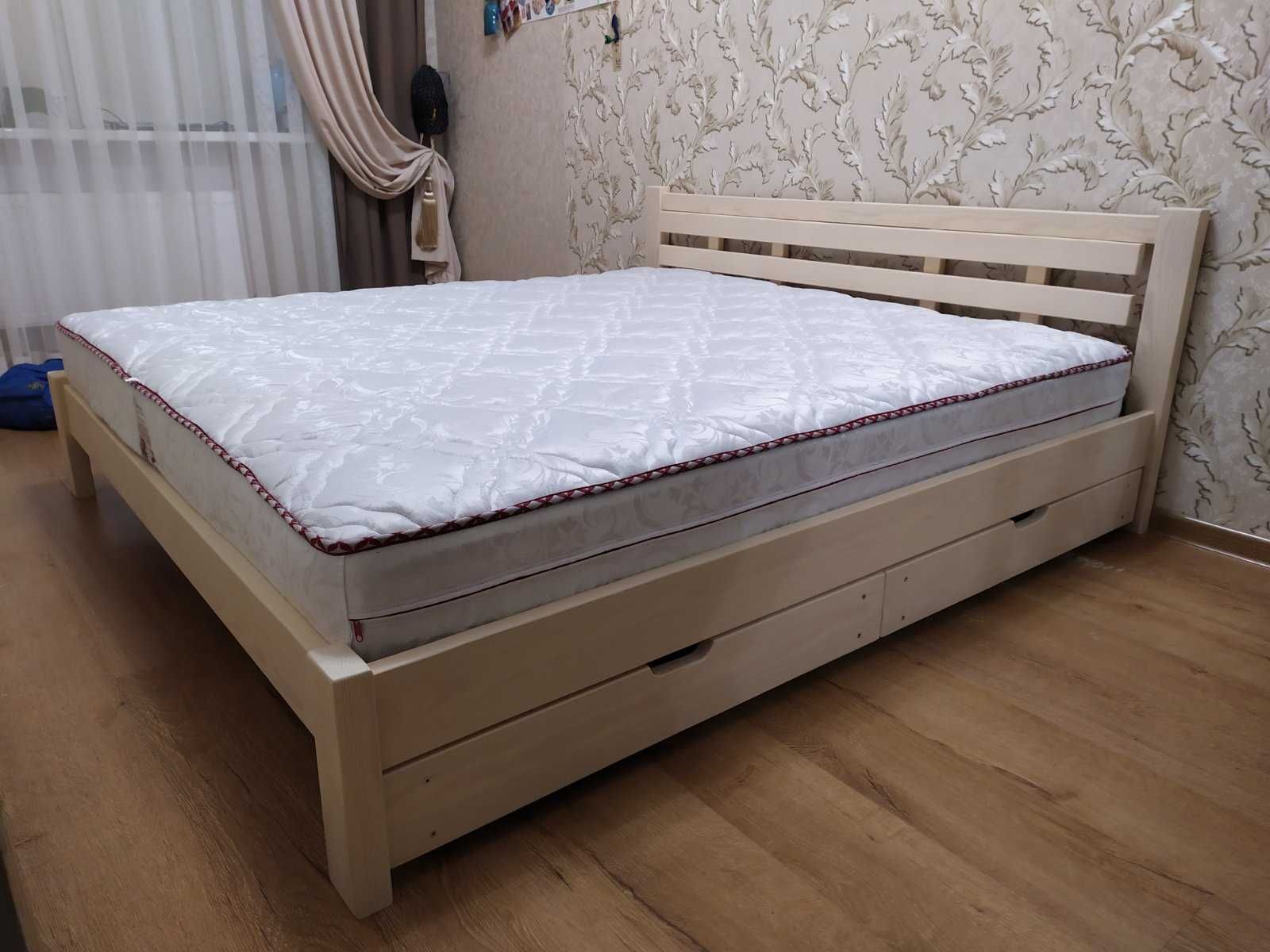Дерев'яне ліжко Ліжко з дерева Двоспальне ліжко (Паула)