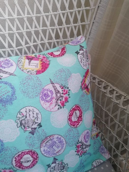 Miętowa romantic poszewka na poduszkę vintage retro flowers Nowa