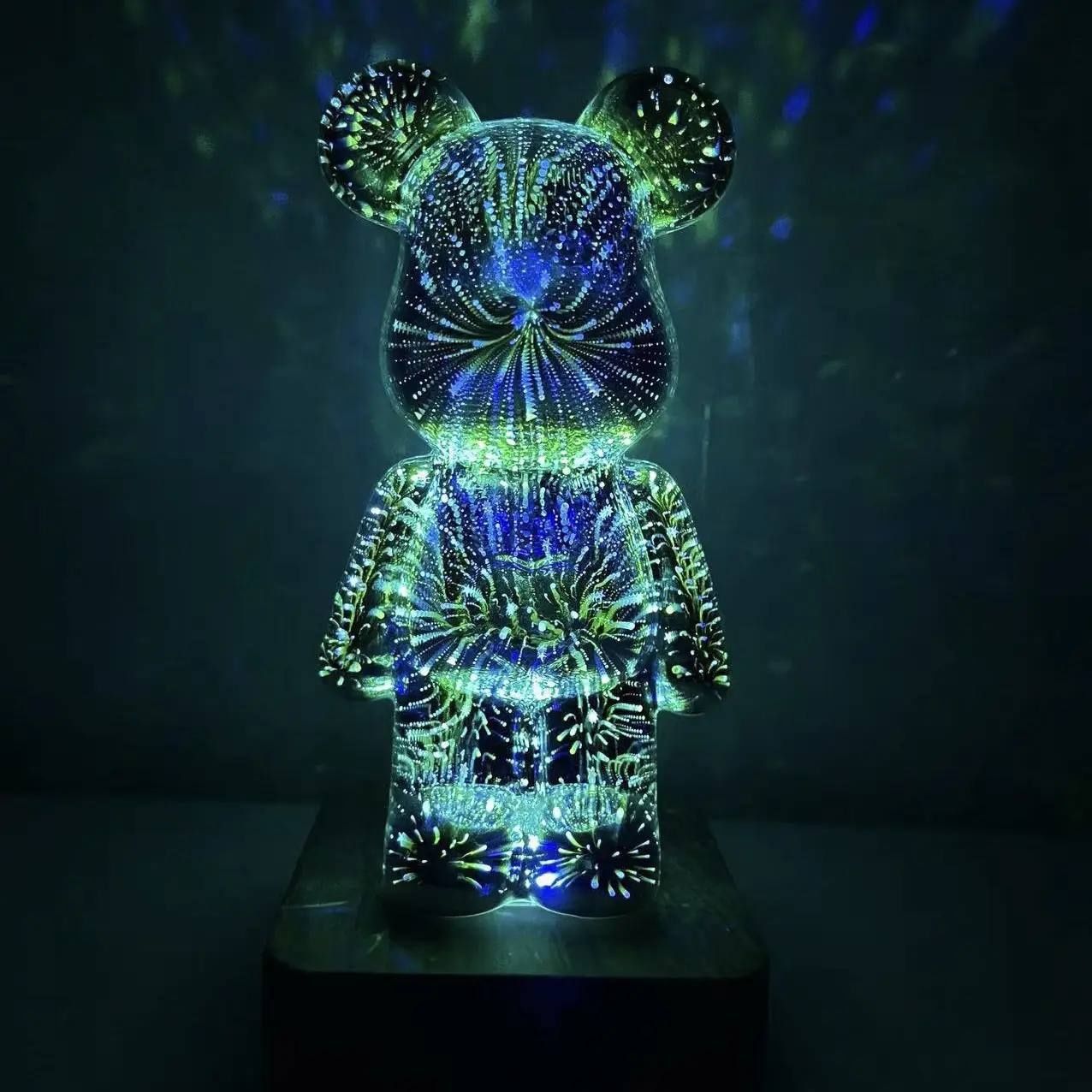 3D ночник светильник Мишка Фейерверк
