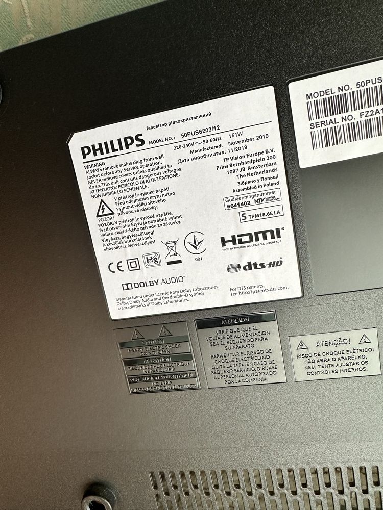 Подсветка филипс 50” 50PUS6203/12 LED CV500U1-T01-XR-1 tpt500b5 u1t01d