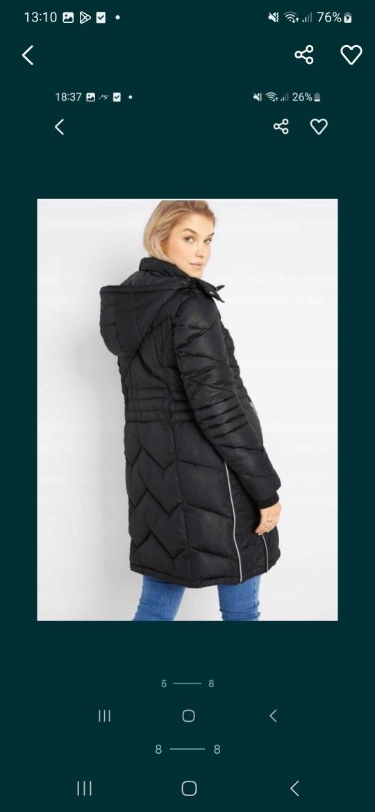 Nowy Płaszcz czarny ciążowy kurtka ciążowa zimowa ze wstawką 34/36 xs