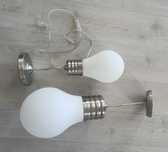 Duże białe lampy żarówki - zestaw - lampa stojąca i wisząca