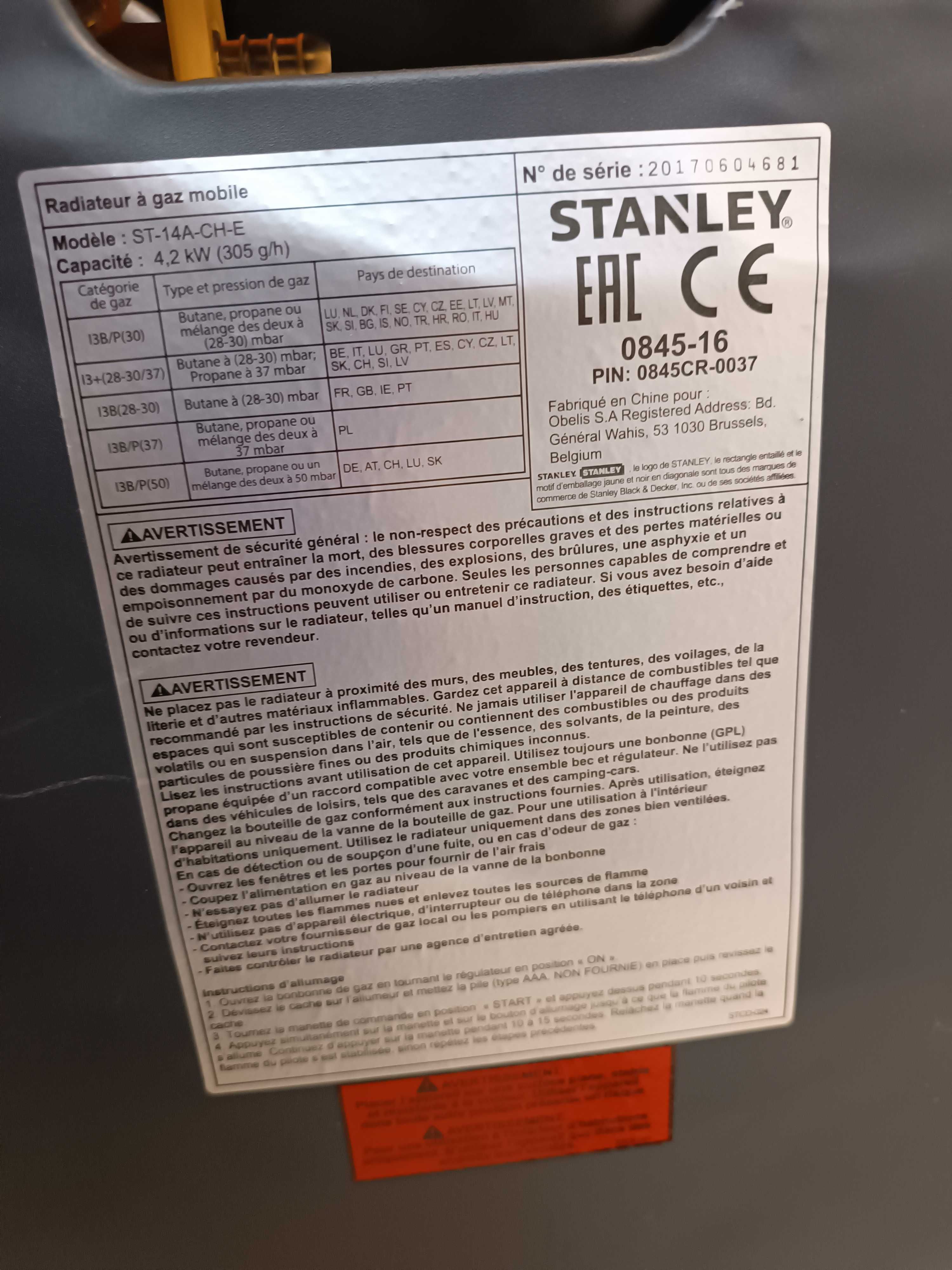 Газовий нагрівач обігрівач керамічний STANLEY 4,2 кВт ST-14S-CH-E