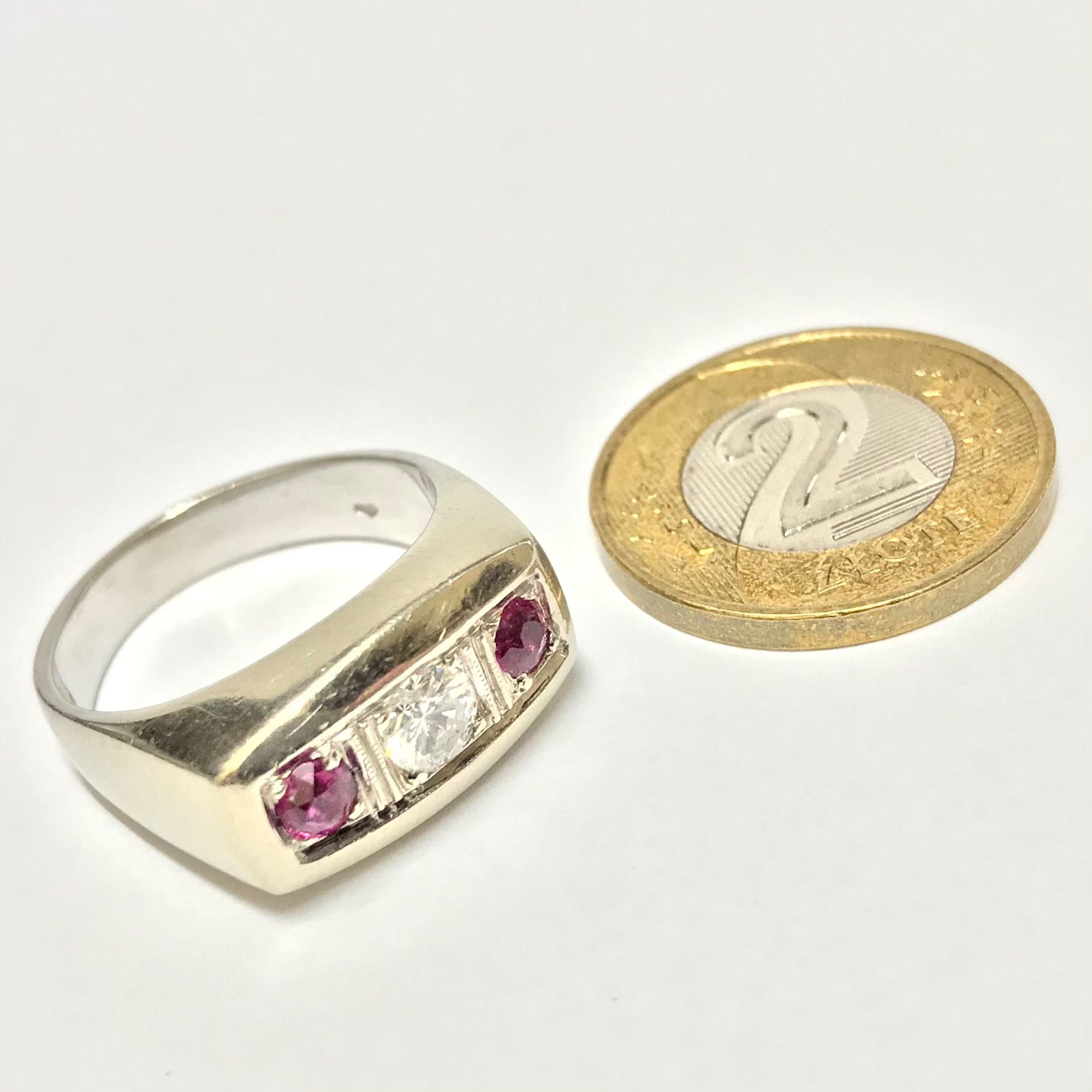 Złoty Pierścionek 14K RUBINY i BRYLANT 0.5ct r.16