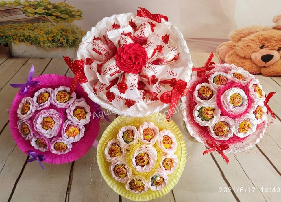 Bukiet z 18 szt lizaków Chupa Chups komunia, ślub, urodziny, 18 stka